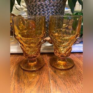 Set of 2 Georgian Amber ice tea glasses